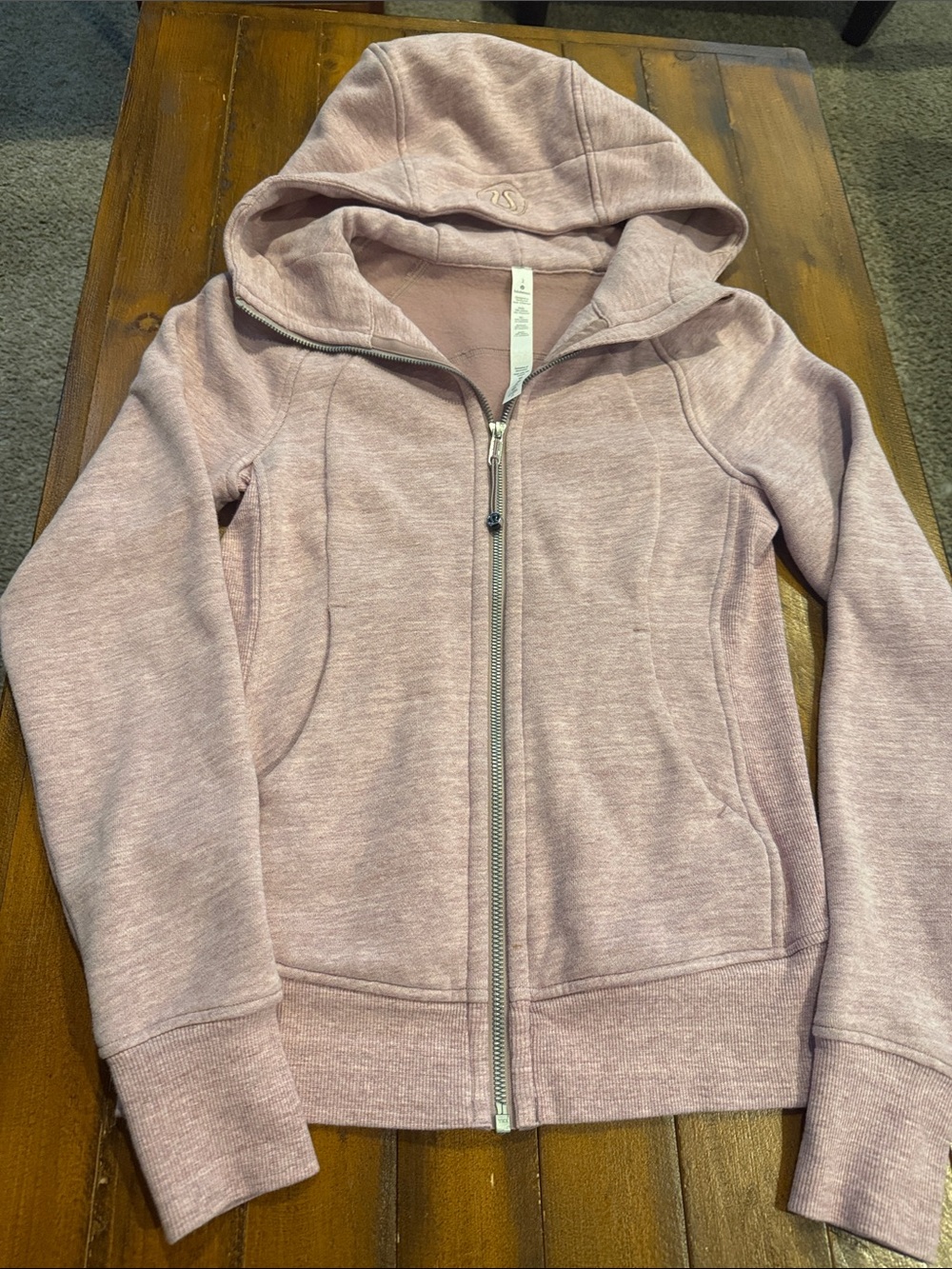 lululemon athletica Heathered Light Pink Full-Zip Hooded Jacket